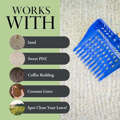 The Coop Scoop® Original 2-in-1 Chicken Poop Scooper & Rake – Made in The USA, Patented, Durable Sand Sifting Litter Shovel for Chicken Coops & Small Farm Animals - size: Versatile SHELF/GROUND (original) | 36" Handle