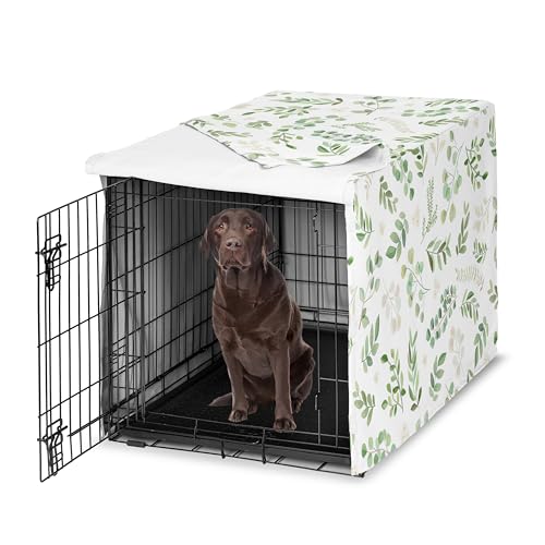 Sweet Jojo Designs 42in. Medium/Large Dog Crate Cover (Green Boho Floral Leaf) Pet Cage, Kennel Covers (Bohemian, Watercolor, Botanical, Flower, Woodland, Tropical, Garden, Nature, Neutral, Sage) - color: Green Botanical, size: 42.0"L x 28.5"W x 30.0"H