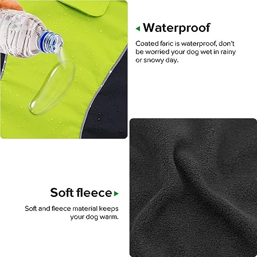 Vizpet Dog Raincoat Waterproof Coats,Dog Jacket High Visibility Warm Vest Dog Clothes for Small Medium Large Dogs(Green-L) - size: Green-L