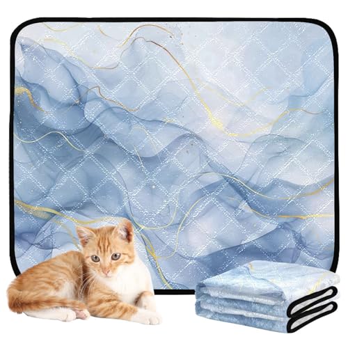 Qilmy Marble Pet Mat, Waterproof Reusable Dog Training Pad Anti-Slip Pet Creat Pad for Small Medium Large Dogs and Cats - size: Smallx3