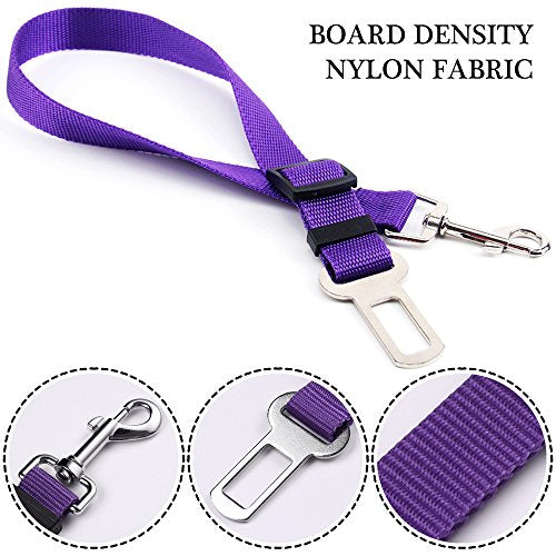YuCool Dog Seat Belt,4 Piece Set Dog Car Adjustable Seatbelts for Vehicle Nylon Pet Safety Heavy Duty & Elastic Car Harness for Dogs