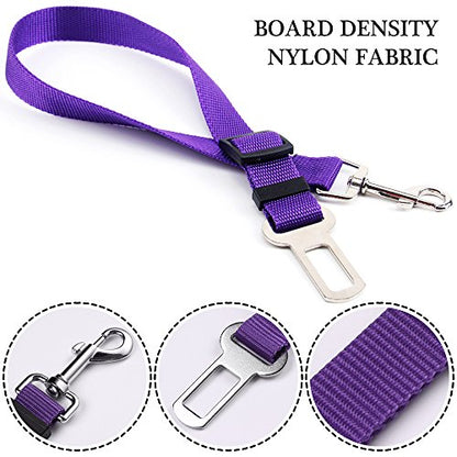YuCool Dog Seat Belt,4 Piece Set Dog Car Adjustable Seatbelts for Vehicle Nylon Pet Safety Heavy Duty & Elastic Car Harness for Dogs