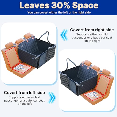 Convertible Back Seat Extender for Dogs, Foldable 400lbs Hard Bottom Dog Car Seat Cover for Back Seat, Waterproof Dog Hammock Bed Backseat Cover for Dogs in Car SUV Truck Pet Seat Cover Black M - size: M