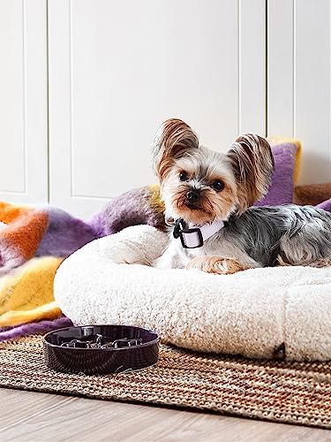 Ceramic Slow Feeder Dog Bowls Small Breed, 0.5 Cups Dog Food Dish for Fast Eaters, Puzzle Bowl for Small Dogs and Cats, 5.5 Inch-Grey - color: Grey
