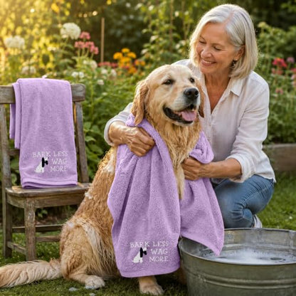 DAN RIVER Dog Towel - Pack of 1, 100% Cotton, 20x40, Ultra Soft 450 GSM, Super Absorbent & Quick Drying Towel for Dogs, Cats, and Other Pets, Crocus Petal. - color: Crocus Petal