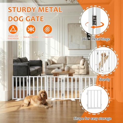 Snagle Paw Short Dog Gate,16.5" Tall Freestanding Metal Dog Gate Only for Small Dogs with Support Feet Easily Step Over,Up to 72" Wide Puppy Gate Indoor for Stairs,Doorways(White,6 Panel) - size: White-6 Panels 16.5"H*72"W
