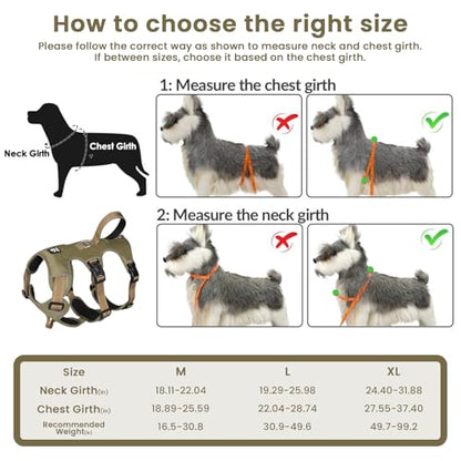 Escape Proof Dog Harness and Leash Set,Soft Padded Full Body Pet Harness, No Pull Reflective Adjustable Dog Vest with Handle, Easy Control Dog Harness for Medium Large Dogs Training Walking Running - color: Khaki, size: M