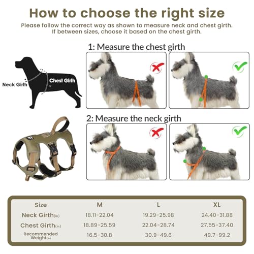 Escape Proof Dog Harness and Leash Set,Soft Padded Full Body Pet Harness, No Pull Reflective Adjustable Dog Vest with Handle, Easy Control Dog Harness for Medium Large Dogs Training Walking Running - color: Khaki, size: XL