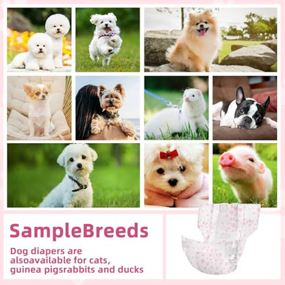 Disposable Dog Diapers Female 90 Count Doggie Diapers for Female Dogs (Waist 10-16.5 in S) Super Absorbent Small Doggie Diapers for Heat Excitable Urination or Incontinence - Pink - size: Small