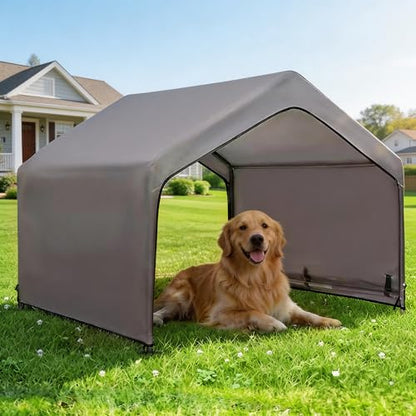 Dog Shade Shelter Outdoor Tent for Large Medium Dogs, Outside Doghouse Sun Rain Canopy Dog House with Waterproof Roof Ground Nails for Cats Pigs Livestock 4'x4'x3.3' - size: Dog House