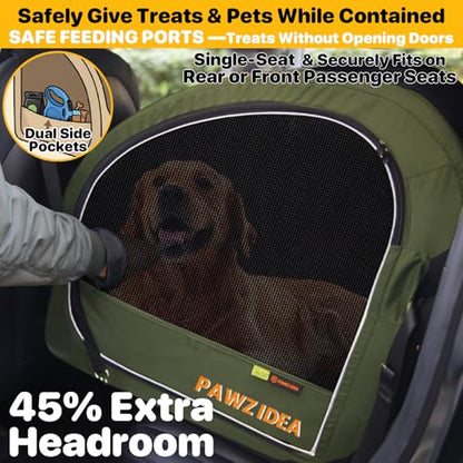 PAWZIDEA 3-in-1 Dog Stroller for Large Dogs with Detachable Carrier, 45% Extra Tall Dog Car Crate up to 100lb Sit Upright, Foldable Pet Stroller for 2 Medium Dogs All-Terrain Jogger, Adjustable Handle - color: Forest Green