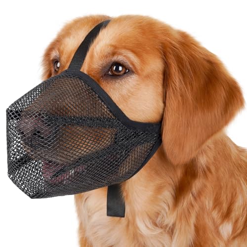 Mayerzon Dog Muzzle, Soft Mesh Muzzle for Small Medium Large Dogs Anti Bite Scavenging, Breathable Adjustable Mouth Guard for German Shepherd Labrador Golden Retriever in Grooming Walking Vet Visits - size: L [Snout Cir: 11"-12.25"]