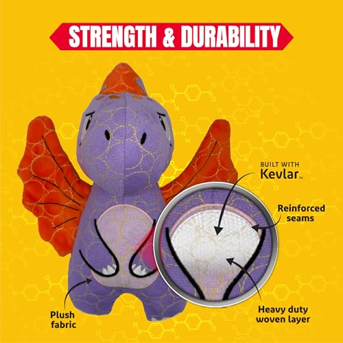 Bite Force - Durable & Strong Dog Toy Purple Dino with Squeaker, Kevlar-Reinforced for Aggressive chewers. - color: Regular - Dragon