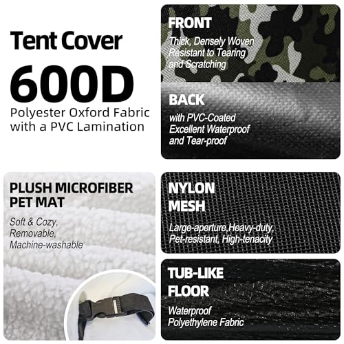 GDanes Camouflage Dog Tent House - Portable Indoor/Outdoor Dog Bed with Soft Pad for Large Dogs, 42 x 42 x 32 Inches - style: Camo