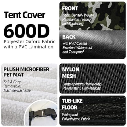 GDanes Camouflage Dog Tent House - Portable Indoor/Outdoor Dog Bed with Soft Pad for Large Dogs, 42 x 42 x 32 Inches - style: Camo