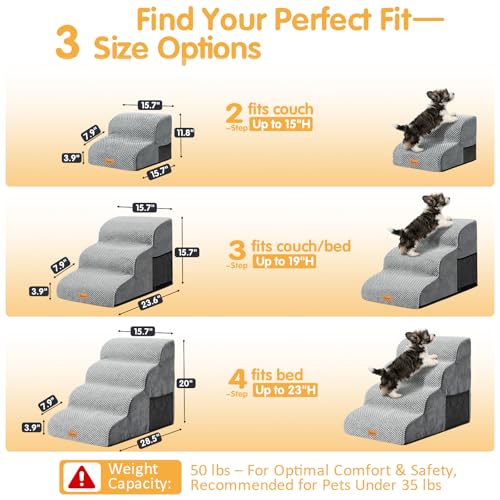 Topmart 3 Tiers Foam Dog Ramps/Steps,Non-Slip Pet Steps,Extra Wide Deep Dog Stairs,High Density Foam Pet Stairs/Ladder,Best for Older Dogs,Cats,Small Pets | Extra Wide Deep Dog Stairs,High Density Foam Pet Stairs/Ladder,Best for Older Dogs,Cats,Small Pets