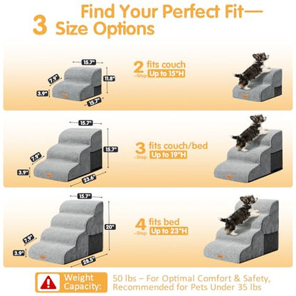 Topmart 3 Tiers Foam Dog Ramps/Steps,Non-Slip Pet Steps,Extra Wide Deep Dog Stairs,High Density Foam Pet Stairs/Ladder,Best for Older Dogs,Cats,Small Pets | Extra Wide Deep Dog Stairs,High Density Foam Pet Stairs/Ladder,Best for Older Dogs,Cats,Small Pets