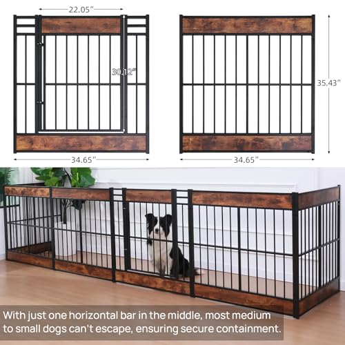 Dog Playpen, 35.4" Height Dog Pen Indoor, Heavy Duty, Safe and Sturdy, Furniture Style Puppy Pen (12 Panels (35.4" High), Rustic Brown) - color: Rustic Brown, style: 12 Panels (35.4" High)