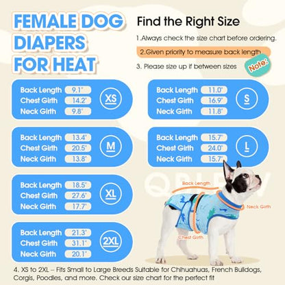 QBLEEV Dog Diapers Overalls, Escape Proof Full Body Male Dog Diapers with Suspenders, Reusable Washable Female Dog Pregnancy Prevention Cover Pants, 2-1Detachable Doggie Onesie Pajamas with Tail Hole - color: Blue, size: XS
