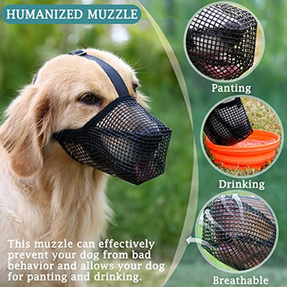 Mayerzon Dog Muzzle, Patented Mesh Muzzles for Small Medium Large Dogs, Soft Covered Mouth Guard with Adjustable Straps, Prevent Biting Chewing and Licking - size: XL: Snout:12½"-13¾"