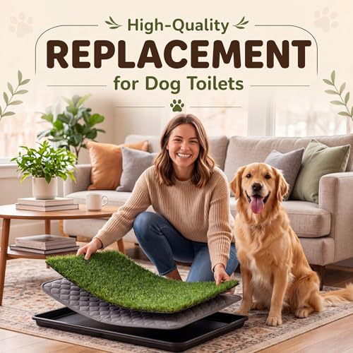 Fanfanwin 4 Pack Large Dog Grass with Washable Pee Pads 33"x23", 2 Artificial Grass for Dog Potty Training, 2 Reusable Puppy Pee Pad Absorbent Indoor Outdoor Pet Turf Patch for Apartment Balcony Patio - size: 33 x 23 Inch