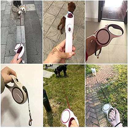 Retractable Dog Leash for Small Medium Dogs up to 88lbs, 10/16Ft Strong Nylon Tape, One-Handed Brake, Pause, Lock(Brown,3m) - color: Brown, size: 3m