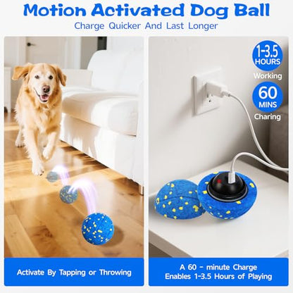 Smart Dog Ball Interactive Dog Toy with Remote Control,Automatic Moving,Bouncing and Rotating 3 Modes,E-TPU Material Aggressive Chewers,IPX7 Waterproof,Rolling Ball for Large Medium Dogs - color: Blue