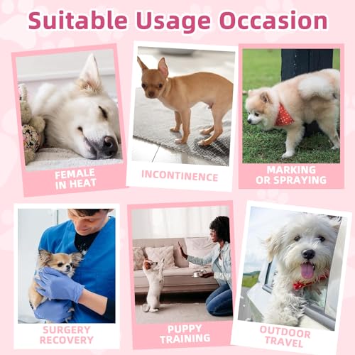 Disposable Dog Diapers Female 90 Count Doggie Diapers for Female Dogs (Waist 10-16.5 in S) Super Absorbent Small Doggie Diapers for Heat Excitable Urination or Incontinence - Pink - size: Small