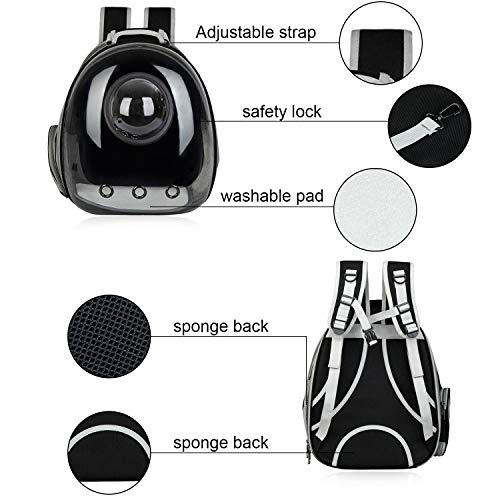 AJY Black Cat Carrier Dog Carrier Backpack, Pet Carrier Back Pack Pack for Small Medium Cat Puppy Doggie, Dog Body Carrying Bag Travel Space Capsule for Travel, Hiking, Walking & Outdoor Use