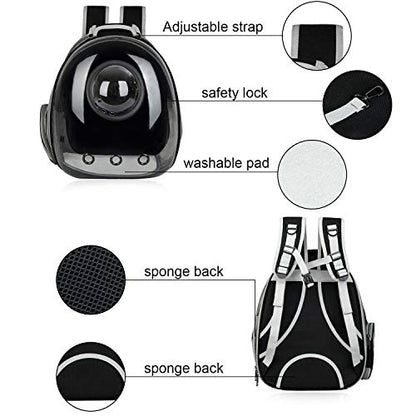 AJY Black Cat Carrier Dog Carrier Backpack, Pet Carrier Back Pack Pack for Small Medium Cat Puppy Doggie, Dog Body Carrying Bag Travel Space Capsule for Travel, Hiking, Walking & Outdoor Use