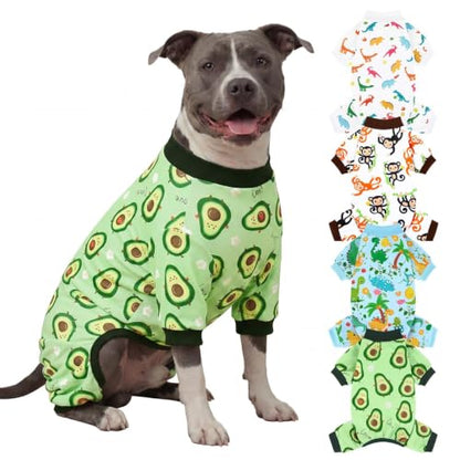 XPUDAC 4 Pack Dog Pajamas Soft Strechy Summer Doggie Clothes for Medium Large Dogs Boy Girl Dog Onesie Cat Apparel, 3XL - size: 3X-Large(Chest-26" Back-19.7" Neck-17.3")