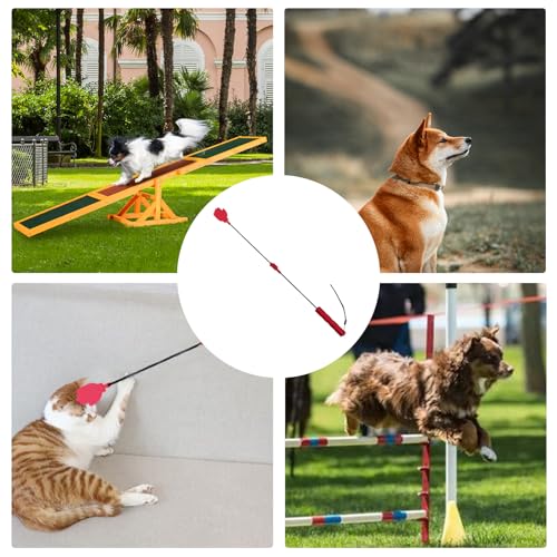 Dog Flirt Pole, Silicone Head Training Stick with Fiber Rod, Dog Flirt Pole for Large Dogs, Household Pet Supplies with Ergonomic Handle, Pet Training Equipment Multifunctional for Puppies