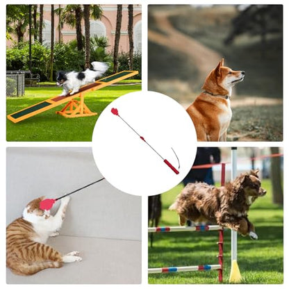 Dog Flirt Pole, Silicone Head Training Stick with Fiber Rod, Dog Flirt Pole for Large Dogs, Household Pet Supplies with Ergonomic Handle, Pet Training Equipment Multifunctional for Puppies