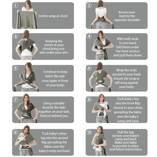 Baby Wraps Carrier, Jeroray Baby Carrier,Hands Free Infant Carrier, Lightweight,Breathable,Softness,Sage Green - color: Sage Green