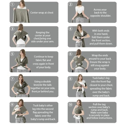 Baby Wraps Carrier, Jeroray Baby Carrier,Hands Free Infant Carrier, Lightweight,Breathable,Softness,Sage Green - color: Sage Green