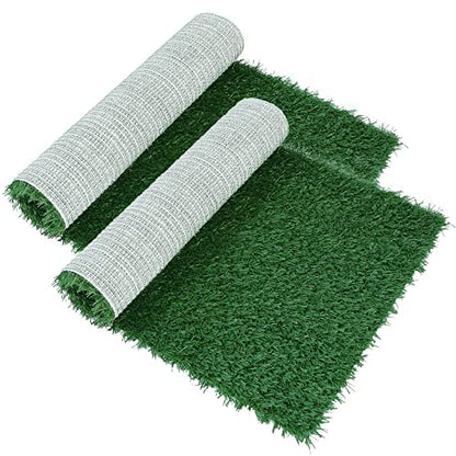 GLOBREEN Puppy Artificial Grass Pee Pad for Dogs Potty Training - 18 x 14 Inches Replacement Pet Fake Grass Mat 2 Pack, Reusable & High Drainage & Anti Odors - size: 18"x14"