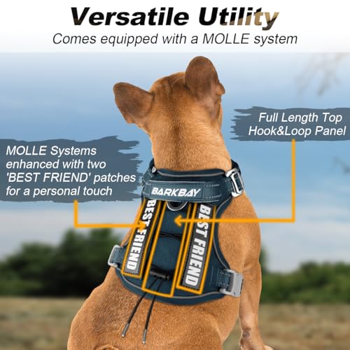 BARKBAY Service Dog Vest Tactical Dog Harness Medium Large Sized Dog No Pull Adjustable Dog Harness Reflective K9 Working Training Easy Control Military Molle System(Legion Blue,M) - color: Legion Blue, size: Medium