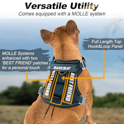 BARKBAY Service Dog Vest Tactical Dog Harness Medium Large Sized Dog No Pull Adjustable Dog Harness Reflective K9 Working Training Easy Control Military Molle System(Legion Blue,M) - color: Legion Blue, size: Medium