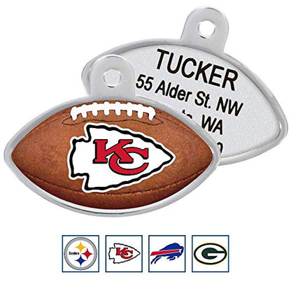 GoTags Personaized NFL Dog Tags, Kansas City Chiefs, Football Shape Custom Engraved Pet ID Tags