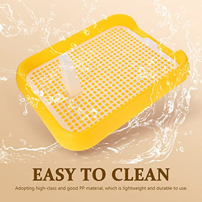 Indoor Dog Potty Tray - Mesh Dog Training Toilet Plastic Potty Tray Puppy Toilet -Slide Training Holder for Small and Medium s (Yellow) - color: Yellow