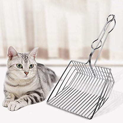 Cat Litter Scoop, Durable Metal Pet Kitty Kitten Sifter Heavy Duty with Long Handle Pet Kitty Dog Pooper Scooper, Easily Clean Litter Box