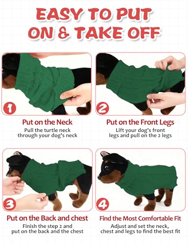 Dog Sweaters for Small Medium Large Dogs Cats, Soft Warm Turtleneck Pullover Solid Cable Knit Fleece Stretch Pet Clothes,Classic Fuzzy Coat for Puppy Girl Boys for Fall Winter Cold Weather