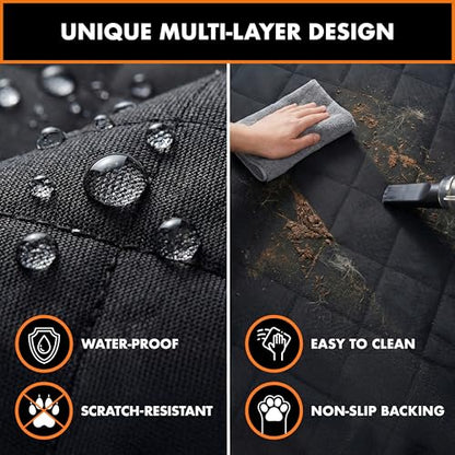 Half Hammock Dog Seat Cover for Back Seat - Waterproof Half Backseat Dog Cover, Space Saving Split Seat Design, Universal Fit & Heavy Duty Pet Restraint - color: Black Large