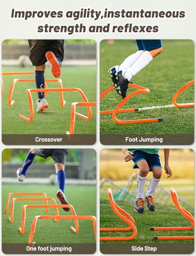 GHB Agility Hurdles Adjustable 8.3"&12.6" Speed Training Equipment Set | Foldable, Sturdy, Drill Guide &Carry Bag Included, For Amateur & Athletes, Soccer & Basketball - color: Orange 6 Pack
