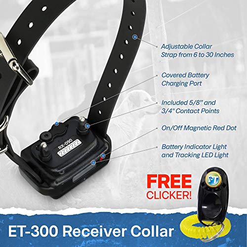 Educator ET-300 Mini E Collar for Dog Training with Remote - 1/2 Mile Range, Waterproof, 100 Blunt Stimulation Levels, Tone or Vibration Mode, Night Light Tracking for Small, Medium & Large Dogs - size: 1-Dog (ET-300)