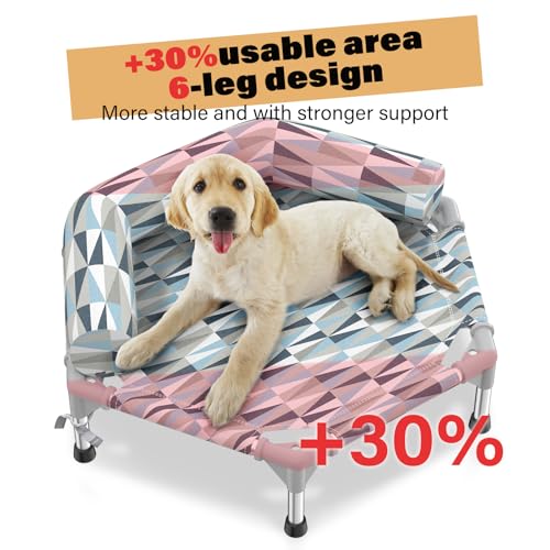 Orthopedic Dog Bed - Beds Bolster,Cooling Elevated Dog Beds with Metal Frame,Raised Dogs Bed,Easy to Assemble,Up to 50 lbs,Small (24.5" L x 24.5" W x 6.7" Th) - size: Bolster S