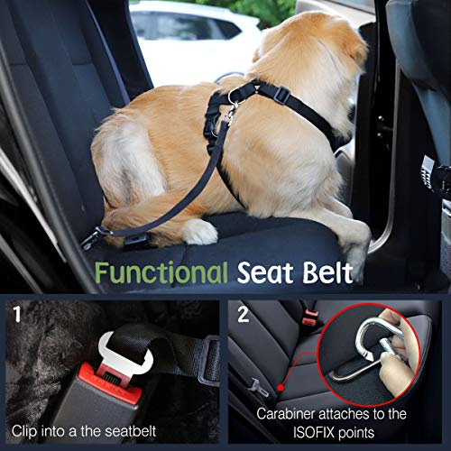 VavoPaw Dog Seat Belt, Safety Vest Dog Car Harness with Adjustable Buckle Dog Seat Belt for Vehicle Nylon Pet Safety Seat Belts Heavy Duty(M, Magenta) - color: Magenta, size: M (Chest: 19.7-26.4", Neck: 12.6-20.5")