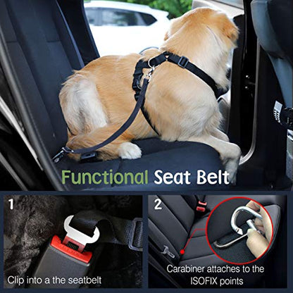 VavoPaw Dog Seat Belt, Safety Vest Dog Car Harness with Adjustable Buckle Dog Seat Belt for Vehicle Nylon Pet Safety Seat Belts Heavy Duty(M, Magenta) - color: Magenta, size: M (Chest: 19.7-26.4", Neck: 12.6-20.5")