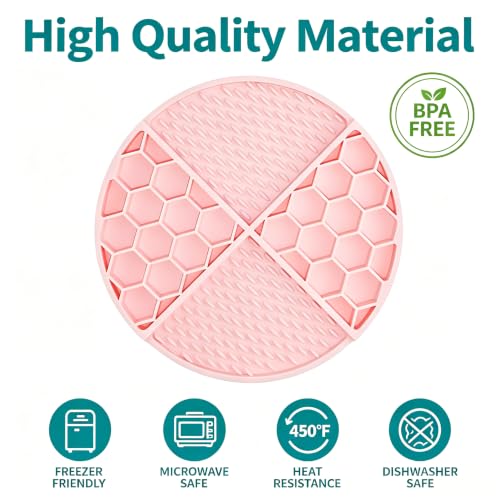Lick Mat for Dogs & Cats,Honeycomb,61 Suction Cups, Bath & Groom | BPA-free silicone honeycomb lick mat, 61 suction cups; sticks to walls, tubs, fridges; calms during grooming or alone time.