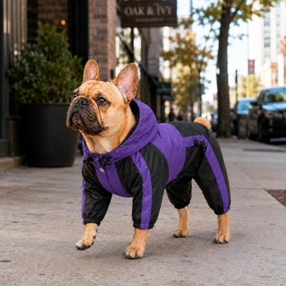 Lovelonglong Dog Hooded Raincoat, Small Dog Rain Jacket Poncho Waterproof Clothes with Hood Breathable 4 Feet Four Legs Rain Coats for Small Medium Large Pet Dogs Purple XS - color: Purple, size: XS (Small Dog ~5lbs)